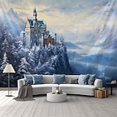 baratos tapeçaria de paisagem-castelo das maravilhas branco tapeçaria pendurada arte de parede grande tapeçaria mural decoração fotografia pano de fundo cobertor cortina casa quarto sala de estar decoração