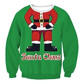 abordables Sudaderas y sudaderas con capucha divertidas-Navidad Sudadera Pullover Sudadera navideña divertida Impresión 3D Estampado 3D Bolsillo delantero Gráfico Gracioso Para Pareja Hombre Mujer Adulto Navidad Carnaval Mascarada Impresión 3D Fiesta