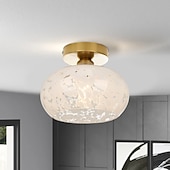 economico Lampade da soffitto-plafoniera in vetro semi-incasso plafoniera per camera da letto soggiorno corridoio cucina, moderna lampada a tamburo vicino al soffitto 110-240v