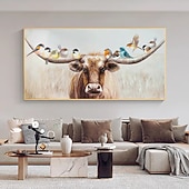 olcso Állatos festmények-mintura kézzel készített absztrakt állatok bika olajfestmények vászonra fal művészeti dekoráció modern kép lakberendezéshez hengerelt keret nélküli feszítetlen festmény