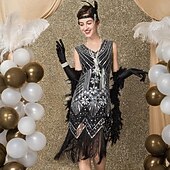 olcso Ruhák-Ordító 20-as évek 1920-as évek Térdig érő Flapper ruha Ruhák Koktélruha A nagy Gatsby Esküvői Vendég Flitter Kollázs Jelmez Női Esküvő Parti Esküvői vendég Felnőttek Hazatérő ruhák