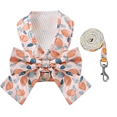cheap Dog Collars, Harnesses &amp; Leashes-Dog Harness and Leash Set with Bow Knot No Pull Pet Daisy Floral Harness with D-Ring Soft Mesh Dog Harness Vest Set Escape Proof Princess Puppy Harness for Small Girl Dogs Cats