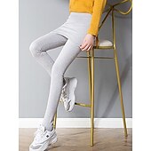 economico Leggings semplici-Per donna Ghette Di tendenza Streetwear Lunghezza intera Vita alta Liscio 2 in 1 Taglio alto Tenere al caldo Morbido Comodo Media elasticità Esterno Strada Giornaliero Grigio chiaro Grigio scuro Nero