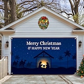 お買い得  屋外装飾-クリスマスガレージドアバナー、屋内屋外クリスマス休暇、幸せな背景、装飾カバー、クリスマス新年あけましておめでとうございますバナー、大型ドアカバー、クリスマス装飾