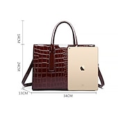 cheap Handbag &amp; Totes-Women&#039;s Black Patent Leather Crocodile Pattern Handbag with Shoulder Strap - Elegant Office Tote Bag for Formal Occasions
