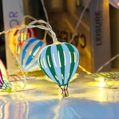 olcso Elemmel működő-10 led/20 led karácsonyi dekoráció vas art led hőlégballon zsinór lámpák, beltéri elemtartó doboz lámpák, karácsonyi dekoráció kis színes fények, karácsonyfa medál, elemes