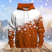 billiga Julscen outfit-jul mäns julscen 3d huvtröjor grafisk snöflinga mode 3d-tryck sport utomhus semester huvtröjor röd blå långärmad huvtryck framficka vår &amp;amp;  höstdesignerskjorta