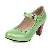 cheap Block Heels-Women&#039;s Vintage Brown Mary Jane Pumps with Buckle Strap and Block Heel - Perfect for Office and Casual Wear