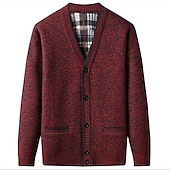 economico Maglioni Cardigan da uomo-Per uomo Felpa Maglione corto Cardigan Maglione A coste Maglia Standard Lavorato a maglia Liscio A V Top caldi Contemporaneo moderno Da tutti i giorni Per uscire Abbigliamento Inverno Rosso bordeaux