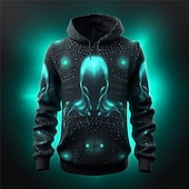 economico Pattern 3D-Per uomo Grafico Alieno Tecnologia Felpa con Cappuccio Felpe con cappuccio Felpa Moda Quotidiano Essenziale Casual Manica Lunga Con Cappuccio Vacanza Sport all'Aperto Ferie Abbigliamento casual alla