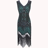 olcso Öltözetek-Retró Ordító 20-as évek 1920-as évek Flapper ruha Szerepjáték Jelmezek Felszerelések A nagy Gatsby Esküvői Vendég Flitter Rojt Női Karácsony Mindszentek napja Farsang Halloween Buli / Este Esküvői