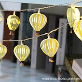 olcso Elemmel működő-10 led/20 led karácsonyi dekoráció vas art led hőlégballon zsinór lámpák, beltéri elemtartó doboz lámpák, karácsonyi dekoráció kis színes fények, karácsonyfa medál, elemes