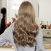 voordelige Synthetische trendy pruiken-26 inch synthetische pruik damespruik blond lang golvend haar mode dagelijks feest cosplay