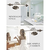 abordables Apliques de pared para interior-Luces de espejo, luz de espejo de baño vintage, lámpara de baño, luces de espejo de tocador para iluminación de tocador, lámpara de pared interior ip44, lámparas de imagen con luz de maquillaje giratoria de 4000k 90-264v