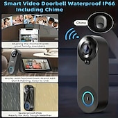 olcso Videós kaputelefonok-wifi csengő továbbfejlesztett csengő kamera vezeték nélküli 2.4g wifi intelligens ajtócsengő éjjellátó funkcióval pir érzékelő emlékeztető támogatás 32g tf kártya fényképezésre alkalmas kaputelefon