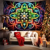 abordables Tapices de luz negra-Tapiz de meditación bohemia con luz negra, reactivo a los rayos UV, que brilla en la oscuridad, tapiz colgante psicodélico, arte mural para pared para sala de estar y dormitorio