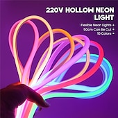 cheap Neon LED Lights-COB LED Strip 288 LEDs/m 220V EU Plug RA90 COB Outdoor Neon Sign Tape White Natural Pink Red For Kitchen Lighting