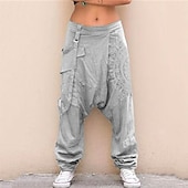 cheap Retro-Men&#039;s Harem Trousers Summer Pants Tapered Carrot Pants Baggy Pants Elastic Waist Print Multiple Pockets Graphic Prints Comfort Soft Casual Daily Stylish Classic Style Black White