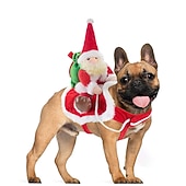 cheap Pets Costume-Dog Christmas Outfit Transforming Into Halloween Santa Claus In A Smart Outfit Funny Cute Personalized And Comfortable