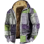 cheap Men&#039;s 3D Hoodies-Men&#039;s Patchwork Graphic Prints Hoodie Hoodies Sweatshirt Zip Hoodie Long Sleeve Hooded Sweatshirt Hooded Daily 3D Print Holiday Vacation Going out Blue Purple Fleece Winter Designer