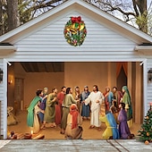 お買い得  屋外装飾-クリスマスガレージドアバナー、屋内屋外クリスマス休暇、幸せな背景、装飾カバー、クリスマス新年あけましておめでとうございますバナー、大型ドアカバー、クリスマス装飾