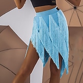 levne Oblečení na latinskoamerické tance-Latinské tance Sportovní oděvy Sukně Třásně Čistá Barva Barevně dělené Dámské Výkon Trénink Vysoký Spandex