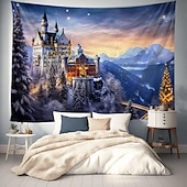baratos tapeçaria de paisagem-castelo das maravilhas branco tapeçaria pendurada arte de parede grande tapeçaria mural decoração fotografia pano de fundo cobertor cortina casa quarto sala de estar decoração