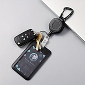 cheap Card Holders &amp; Cases-Heavy Duty Retractable Badge Reel Keychain With 1pc BadgeHolder Tactical ID Badge Reel With 31.5 Inch Steel Retractable CordBearing Weight 9.0 Oz