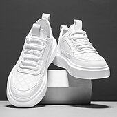 cheap Men&#039;s Sneakers-Men&#039;s Sneakers Plus Size Height Increasing Shoes Dad Shoes Running Walking Sporty Casual Outdoor Daily Mesh PU Breathable Height Increasing Lace-up White brown White Spring Fall