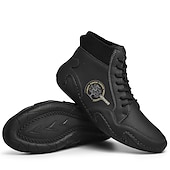 tanie Botki-męskie buty vintage z wysoką cholewką – sznurowane, codzienne buty outdoorowe z antypoślizgową podeszwą do wędrówek i codziennego noszenia
