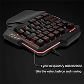 cheap Keyboards-Mini Colorful RGB Backlit One-Handed Gaming Keyboard Game Comfortable Left Hand Game Keypad and Mouse for LOL CS PC PS4 Xbox Gamer