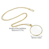 economico Strumenti manuali-Collana monocolo decorativa con lente d&#039;ingrandimento 5x, ciondolo con lente d&#039;ingrandimento, collana a catena placcata in argento dorato per regalo di gioielli da donna