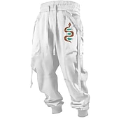 preiswerte Sweatpants-Schlange Vintage Herren 3D-Druck Jogginghose Trainingshose Jogginghose Jogger Hosen Hose Outdoor Strasse Casual Polyester Schwarz Weiß Grün S M L Mittlere Taillenlinie Elastizität Hose