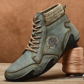 tanie Botki-męskie buty vintage z wysoką cholewką – sznurowane, codzienne buty outdoorowe z antypoślizgową podeszwą do wędrówek i codziennego noszenia