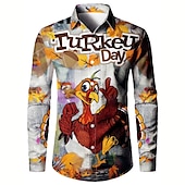 voordelige Dierenprint-Voor heren Turkije Overhemd Overhemd met knopen Lange mouw Artistiek Abstract Buiten Straat Casual / Dagelijks Herfst winter Strijkijzer Knop Afdrukken Grijs