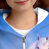 billiga Flickans 3D-tecknad film-tjej 3d häst hoodie kappa ytterkläder långärmad 3d print höst vinter aktivt mode söt polyester barn 3-12 år utomhus casual daglig normal passform