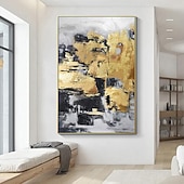 preiswerte Abstrakte Gemälde-Großes handgemaltes goldenes Ölgemälde, Folienölgemälde, handgefertigt, Original-Ölgemälde, abstrakt, modern, auf Leinwand, goldenes Blatt, Wand, handgefertigtes Kunstdekor, gerollte Leinwand, kein