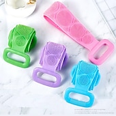  1pc Silicone Body Scrubber Shower Brush Bath Exfoliating Brush Belt Back Scrub Body Cleaner Cleaning Strap Bathroom Accessories