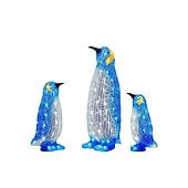 tanie zewnętrzne lampki choinkowe-3 szt. świecących pingwinów bożonarodzeniowych dekoracje ogrodowe na patio 11" świecące dekoracje pingwinów na Boże Narodzenie zewnętrzne dekoracje na taras trawnika