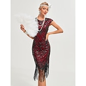 olcso Ruhák-Ordító 20-as évek 1920-as évek Koktélruha Flapper ruha Ruhák Karácsonyi party ruha A nagy Gatsby Charleston Esküvői Vendég Flitter Rojt Jelmez Női Karácsony Mindszentek napja Farsang Farsang Esküv