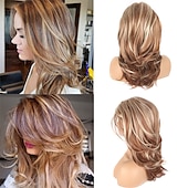 abordables Perruques Synthétiques Sans Bonnet-perruques grises longues couches pour femmes perruque ondulée argentée perruques de remplacement de cheveux d&#039;aspect naturel perruque de cheveux synthétiques résistant à la chaleur pour une