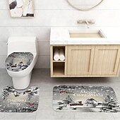 abordables Baño de Navidad-Cortina de ducha navideña de muñeco de nieve, juego de cortinas impermeables con 12 ganchos, accesorios de baño navideños, decoración navideña