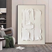 preiswerte Abstrakte Gemälde-Schweres, strukturiertes, dickes 3D-Ölgemälde auf Leinwand, abstraktes beige-weißes Acryl, Wandkunst, handgemaltes, gerahmtes Kunstwerk, gespannter Rahmen, fertig zum Aufhängen