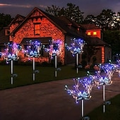 economico Luci paesaggistiche-1 confezione di fuochi d&#039;artificio decorativi natalizi a 8 funzioni ad energia solare, luce da prato montata a pavimento, matrimonio festivo, lampada decorativa impermeabile per esterni di Halloween