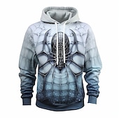levne 3D vzor-Pánské Grafika Pavouci Kapuce Kapucky Mikina Kapuce Dlouhý rukáv Mikina s kapucí Kapuce Módní 3D tisk Outdoorové sporty Dovolená Streetwear Královská modř Vodní modrá Tisk Přední kapsa Jaro &amp; podzim