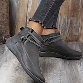 ieftine Botine-Pentru femei Cizme Cadouri de Valentin Mărime Plus Size Pantofi de confort Zilnic Culoare solidă Ghete Botine Iarnă Toc Drept Vârf rotund Elegant Pluș Casual Imitație Piele Dantelat Negru Rosu Gri