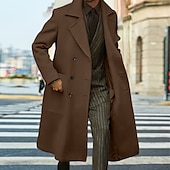 preiswerte Herren-Blazer &amp; -Anzüge-Herren Wintermantel Mantel Langer Trenchcoat Outdoor Freizeitskleidung Herbst Winter Polyester Oberbekleidung Bekleidung Modisch Strassenmode Glatt Kargen Doppelreihiger Verschluss