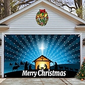 お買い得  屋外装飾-クリスマスガレージドアバナー、屋内屋外クリスマス休暇、幸せな背景、装飾カバー、クリスマス新年あけましておめでとうございますバナー、大型ドアカバー、クリスマス装飾