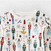 billiga Flickans 3D-tecknad film-Flickor 3D Tecknat Julpyjamas Juluppsättningar Pyjamasset Långärmad 3D-tryck Höst Vinter Aktiv Mode söt stil Barn 4 år + Rund hals Hem Casual Inomhus Normal