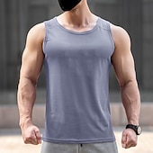 abordables Camisetas sin mangas de gimnasio-Hombre Camiseta sin mangas Top Camisetas Interiores Camisa sin mangas Sin Mangas Cuello Barco Verano Plano Moda Deportes Músculo Exterior Noche Gimnasia Blanco Rosa Azul Real Camiseta superior para
